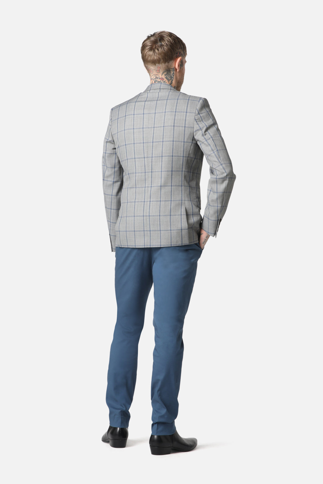 Grey hot sale checks blazer