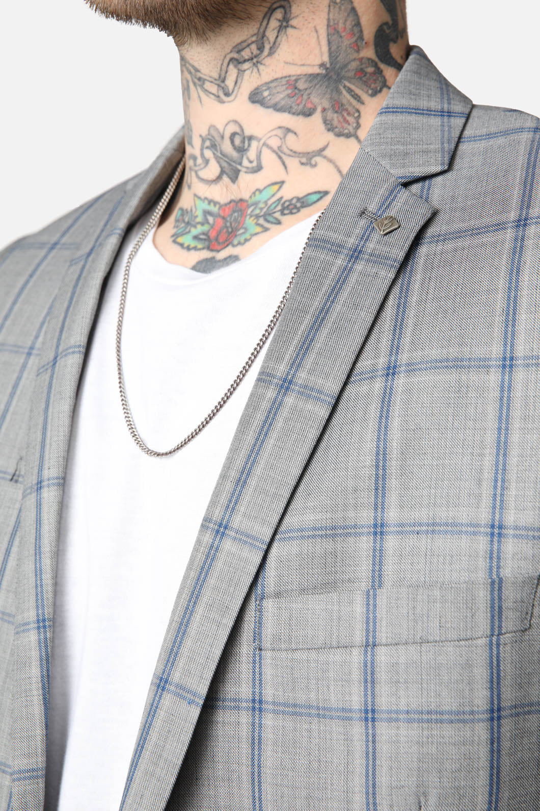 Grey check blazer on sale men