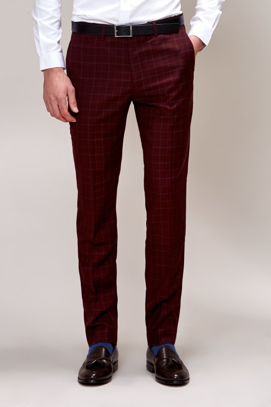 Maroon hot sale checkered pants