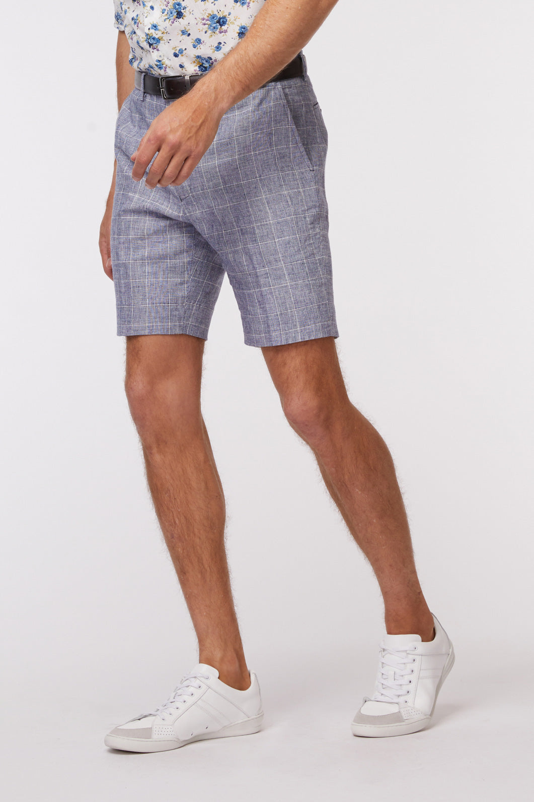 Grey hot sale checked shorts